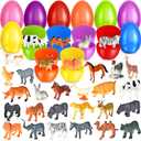 SpringFlower 24 Pack Filled Easter Eggs,Kids Easter Eggs Filled with Animal Toys,Easter Egg Hunt Basket Stuffers,Party Favors,Classroom Easter Gift for Girls Boys, Easter Basket Essentials