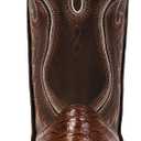 IUV Cowboy Boots for Men Faux Snake Skin Embroidered Western Boots Slip Resistant Square Toe Pull on Mid Calf Cowboy Boot (10.5, Dark Brown)