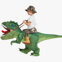 One Casa Inflatable Costume Dinosaur Riding T Rex Air Blow up Funny Party Halloween Costume for Kids 7-10 Yrs