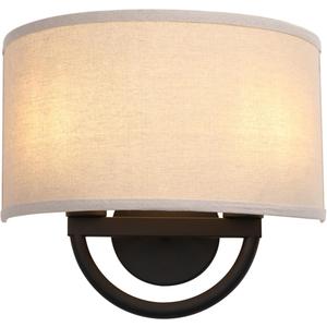 Industrial 2-Lights Wall Sconce Fixtures with Linen Fabric Shade, Double Wall Light Lamps Decor for Hallway Bedroom Living Room Bathroom Stairway (Black)