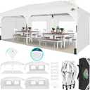 COBIZI 10x20 Pop up Canopy Tent with 4 Sidewalls Outdoor Canopy Tent for Party with Push Center Lock & Air Vent, 2000mm+Waterproof Gazebo Canopy UPF 50+with 4 Sandbags,12 Stakes & 6 Ropes,White