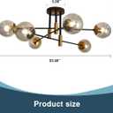 SZXYKEJI6-Lights Glass Globe Sputnik Chandelier Modern Flush Mount Ceiling Light Fixture Farmhouse Lighting for Dining Room Living Room Bedroom Kitchen Passageway(Balck and Gold)