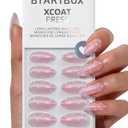 BTArtbox Press On Nails Almond - Polka-Dot Dress, Lamp-Curable 3D Polka Dot Glitter Medium Press On Nails with Glue and Adhesive Tabs for Women in 16 Sizes - 32 Nails All-in-One Kit