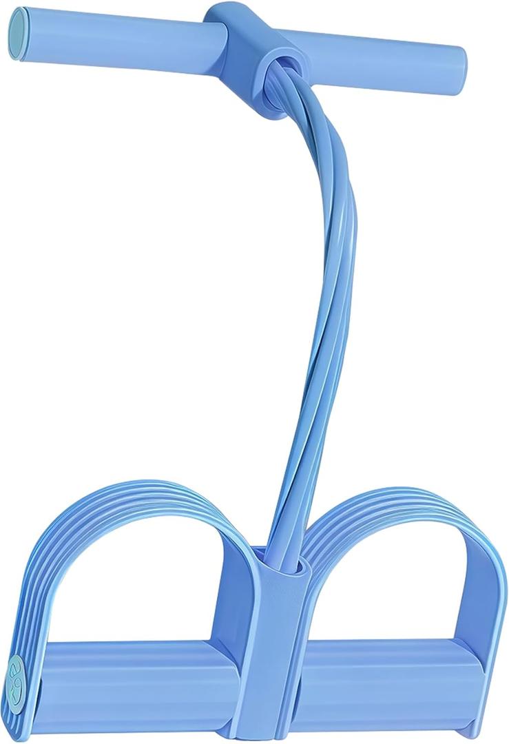 Multifunction Tension Rope - 6-Tube Elastic Pedal Resistance Band with Handle for Abdomen/Waist/Arm/Leg Stretching Slimming Training (BLUE)