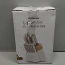 Knife Set,Astercook Kitchen Knife Set with Block 14-Piece Full Tang Stainless Steel Knives with Sharpener Dishwasher Safe and Anti-Slip Ergonomic Handle Elegant Cream White Utensils Set