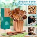 HOWHONG Wooden Spoons for Cooking, Premium Acacia Wood Kitchen Utensil Set, Handmade Wooden Utensils for Nonstick Cookware, Heat Resistant, Smooth Finish, Comfortable Grip, with Holder, Gift Ready