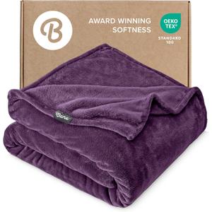 Bare Home Fleece Blanket - Full/Queen - Ultra-Soft Lightweight for Bed, Sofa, and Couch - Luxury Microplush - Cozy Warm Blanket (Full/Queen, Plum)