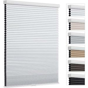 Changshade Cordless Cellular Shades,Blackout Honeycomb Shades for Windows,Pull Down Pleated Blinds,Easy to Install for Indoor Windows and French Doors,White(Blackout),47" w x 72" h