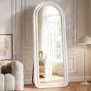 Flannel Full Length Mirror 63"x24", Arched Mirrors Full Length with Stand, Flannel Floor Mirror for Bedroom and Living Room, Full Body Mirror Hanging or Leaning, White