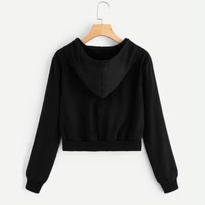 Women Crop Top Hoodie Casual Long Sleeve Hooded Short Sweatshirt Sexy Pullover XL