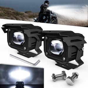 Motorcycle LED Pods Auxiliary Driving Fog Lights White LED Spotlight Projector Work Light 90W 8000lm Compatible with Jeep Truck SUV Pickup UTV Tractor ATV Boat(2 Pack)