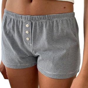 Womens Y2K Pajama Shorts Low Waist Striped Floral Lounge Boxers Pj Bottoms Comfy Sleep Shorts (Small)