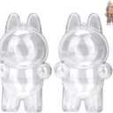 WALLFID 2pcs Clear Figure Display Case with Keychain,Plastic Protective Cover for Blind Box Figures,Portable Dustproof Mini Doll Storage Bag,Blind Box Display Pouch for Fans and Collectors (Standing)