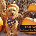 Realeaf Halloween Dog Bandanas 2 Pack, Pumpkins and Ghosts Pet Scarf for Boy and Girl, Premium Durable Fabric, Holiday Bandana for Medium and Large Dogs Pets (Large)