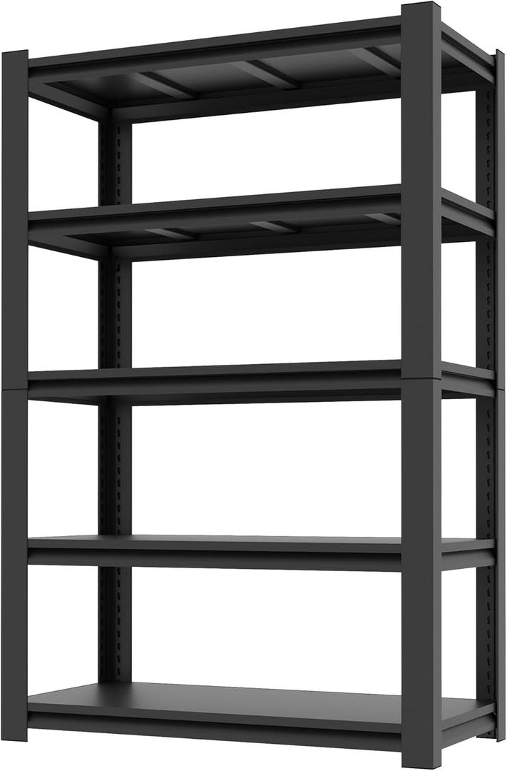 72" H Garage Shelves, Garage Shelving Heavy Duty, 2500Lbs 5 Tier Adjustable Garage Storage Shelves Suitable for Warehouse, Basement, Workshop, Kitchen, Require Assembly, 16" D*36" W*72" H(Black)