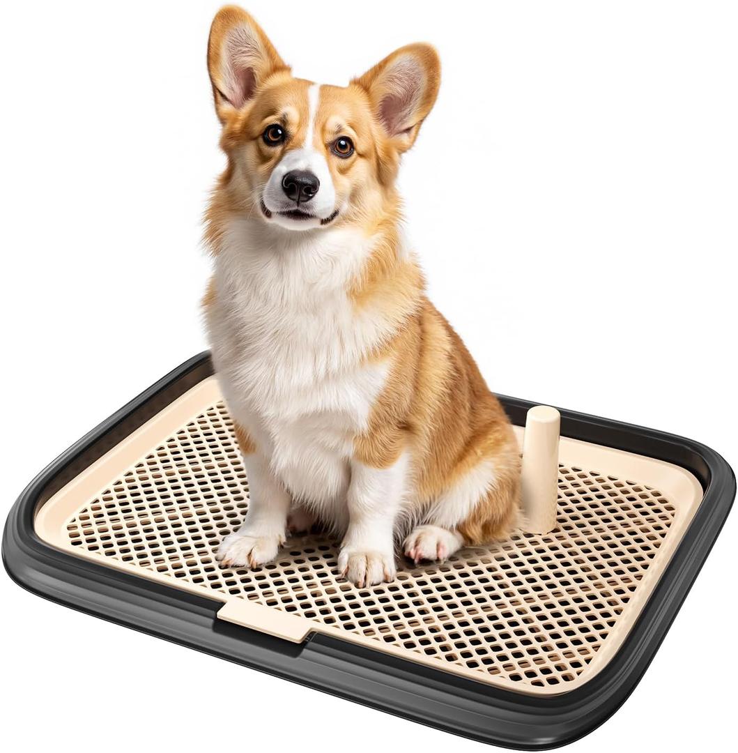 Dog Potty Tray, 23.6"x17.7" Indoor Pet Pee Pad Holder,Puppy Training Holder,Bathroom Dog Litter Box, Pet Toilet for Small and Medium Dogs,Housebreaking Supplies, Pet Products(Black)