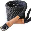 BTINESFUL 3FT/ 5FT/ 10FT Cotton Rope Dog Leash, Strong Braided Dog Leash Soft Handle Pet Traction for Large Medium Dogs Walking, Hiking, Camping, Exploring (1/2" x 10ft, Black)