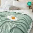 Carriediosa 100% Cotton Muslin Throw Blanket 70" X 80" Twin Size4-Layers Summer Gauze Throws for Bed CouchSoft Lightweight Breathable Linen Blankets Bedspread for Adults All SeasonSage Green