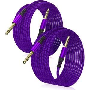 Elebase 1/4 Inch TRS Instrument Cable 10ft 2-Pack,Straight 6.35mm Male Jack Stereo Audio Interconnect Cord,6.35 mm Balanced Line for Electric Guitar,Bass,Keyboard,Mixer,Amplifier,Amp,Speaker,Equalizer