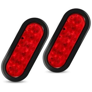 RUNHWEE 6" Oval LED Trailer Lights Kit, 2PCS Waterproof Stop/Turn/Brake Tail Lights with 10 LED Markers for Truck, RV, Boat, Trailer (Red) DOT Compliant