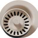 Elkay LKQD35PT Polymer Disposer Flange with Removable Basket Strainer and Rubber Stopper, Putty