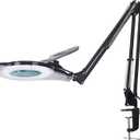 10X LED Magnifying Lamp with Clamp, KIRKAS 2,200 Lumens Dimmable Super Bright Daylight Magnifying Glass with Light, Adjustable Swivel Arm Lighted Magnifier Lamp for Reading Repair Crafts- Black