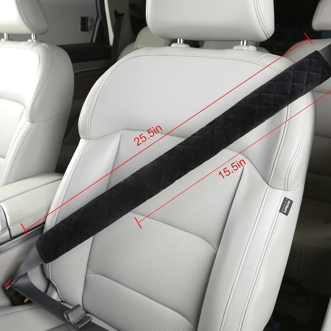 Extra Long Seatbelt Covers for Adults Kids Women & Men, Soft Car Seat Belt Strap Cushion for Sedan, SUV, Trucks, Shoulder Neck Chest Protector Pads, Auto Accessories, 1pc, Black, 15.5in (15.5in - 1pc, Black)