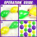 120 Pcs Mardi Gras Link Balloons Float Decor Bead Garland, 12 Inch and 6 Inch Latex Link Balloon Purple Yellow Green Linking Linkable for Mardi Gras Party Decoration Supplies