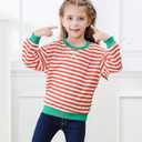 Toddler Girl Sweatshirt Long Sleeve Striped Pullover Top Fall Winter Outfits 1-5T (Yellow)