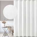 Gibelle White Shower Curtain for Bathroom, 3D Embossed Textured Fabric Curtain, Modern Farmhouse Chic Soft Cloth Set with Hooks, 72x72