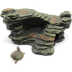 Turtle Basking Platform Shale Scape Step Ledge, Reptile Ladder Resting Terrace Aquarium Decor, Great for Reptiles, Amphibians, Frogs, Small Turtle