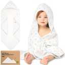 KeaBabies Muslin Baby Bath Towels with Hood for Girls, Boys - Large Organic Cotton Hooded Baby Towels for Newborns, Toddlers, Infant, Kids, Soft Absorbent Newborn Bath Essentials Gift Set (Petunia) (1pk, Regular 35x35)