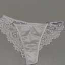 abandi Women's Satin Lace Thong Panties Silkly G-String Thongs Sexy Lace Underwear Shiny Tanga Briefs, Size Small