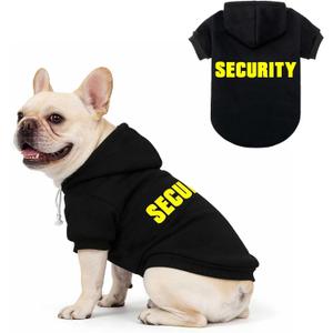EXPAWLORER Security Dog Hoodie Puppy Sweater - Dog Sweatshirt Soft Fleece Lined Pet Clothes, Cold Weather Hooded Jacket Coat Keep Warm for Small Medium Large Dogs Cat, X-Small (Black)