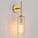 Modern Brass Wall Sconce,18" Gold Wall Sconces,Bathroom Vanity Light Fixtures with Vertical Striped Glass Tube,Modern Lamp Lighting for Bedroom,Living Room,Hallway,Staircase,Mirror
