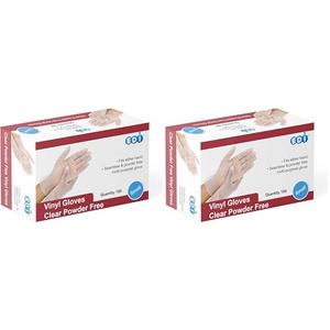 EDI Disposable Vinyl Gloves (Clear) - Powder-Free, Latex-Free (100, Medium)