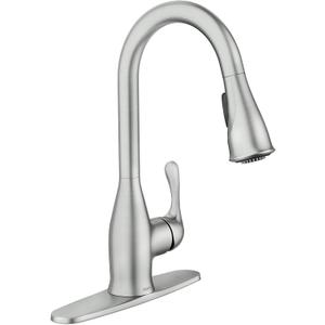 Moen Kaden Spot Resist Stainless One-Handle Transitional Kitchen Pulldown Faucet with Reflex and Power Clean Spray Technology, 87966SRS