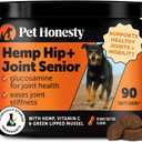 Senior Hemp Hip & Joint Support, Hemp for Dogs, Mobility Support for Senior Dogs, Glucosamine, Collagen, MSM, Green Lipped Mussel, Helps Discomfort (Peanut Butter, 90)