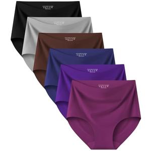 Kalapa Seamless Womens Underwear High Waisted No Show Briefs Silky Stretch Breathable Full Coverage Ladies Panties Multi Pack (US, Alpha, Medium, Regular, Regular, Multicolour-2)