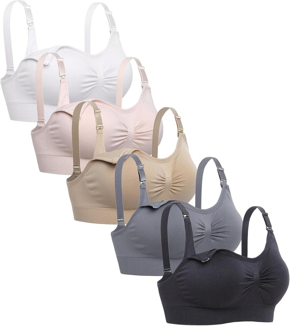 Lataly Womens Seamless Nursing Bra Sleeping Maternity Bralette for Breastfeeding Pack of 3 (Large)