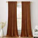 StangH 120 inches Long Velvet Curtains, Burnt Orange Blackout Thermal Insulated Drapes for Living Room, Extra Long Thick Back Tab Backdrop Curtains, W52 x L120, 2 Panels