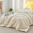 Bedsure Super King Plus Comforter Set, Cream Soft Prewashed Bedding for All Seasons, 3 Pieces GentleSoft Bed Set, 1 Lightweight Comforter (128"x120") and 2 Pillowcases (20"x36")