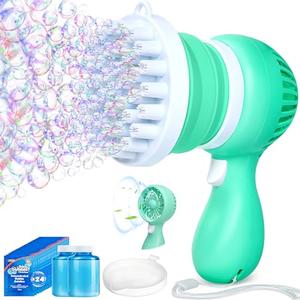 Sloosh Bubble Machine Gun with Removable Fan Solution Refill, Rocket Shape Bubble Guns Blaster for Kids Adults, Summer Toys, Party, Easter, Birthday Gift, Outdoor