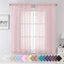 Aiyufeng Blush Pink Sheer Curtains 63 Inch Length 2 Panels Set, Light Filtering Airy Rod Pocket Light Pink Window Curtain Treatment Drapes for Kitchen Bedroom Living, Each 40Wx63L Inches