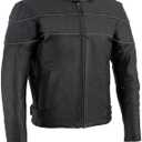Milwaukee Leather SH1785 Men's Black Leather Scooter Style Motorcycle Jacket w/Side Stretch and Reflective Piping,  Large