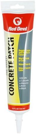 Red Devil 0645 Concrete Repair Patch, Cement Crack Filler, 5.5 Oz Squeeze Tube, Pre-Mixed, Pack of 1, Gray, Made in USA