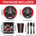Race Car Birthday Party Supplies - Racing Cars Birthday Decorations Includes Plates, Napkins, Cups, Cutlery for Kids Boys Party, Serves 24
