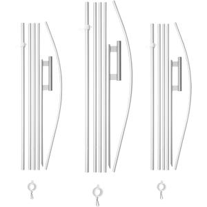 Feather Flag Pole Kit 15FT,3Pack Heavy Duty Aluminum Swooper Flag Pole with Ground Stake and Bearing Ring, Wind Resistant up to 40 MPH, Perfect for Outdoor Business Advertising Flags (SILVERY)