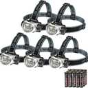 EverBrite 5-Pack LED Headlamp, 4 Lighting Modes, Pivoting Head with Adjustable Headband, Perfect for Running, Camping and Hiking, Batteries Included