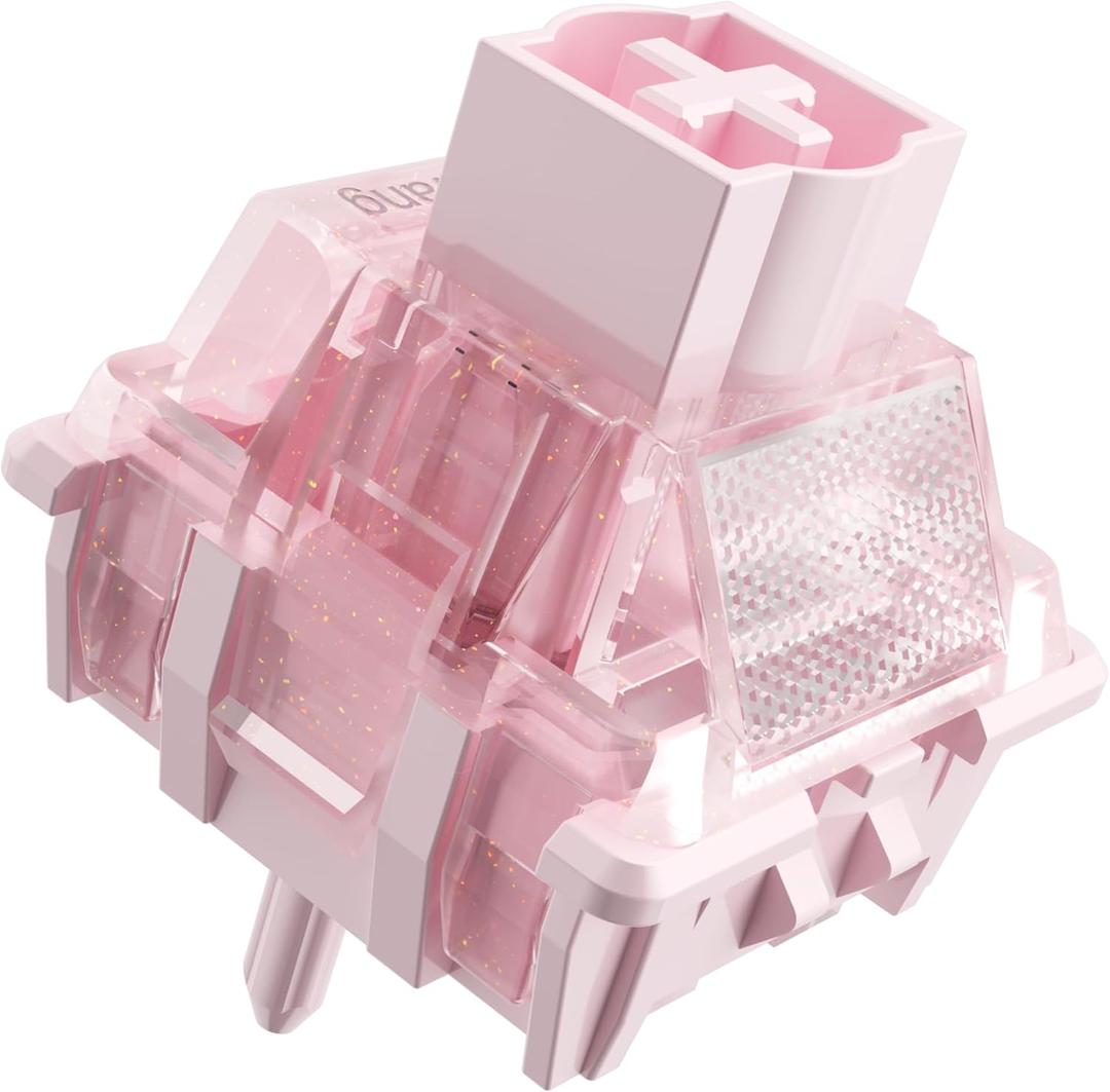 Zhouwang Starlight Pink Magnetic Keyboard Switches, Linear Factory Pre-lubed Freely Setting Pre-TraveSwitches for Magnetic Gaming Keyboard90PCS